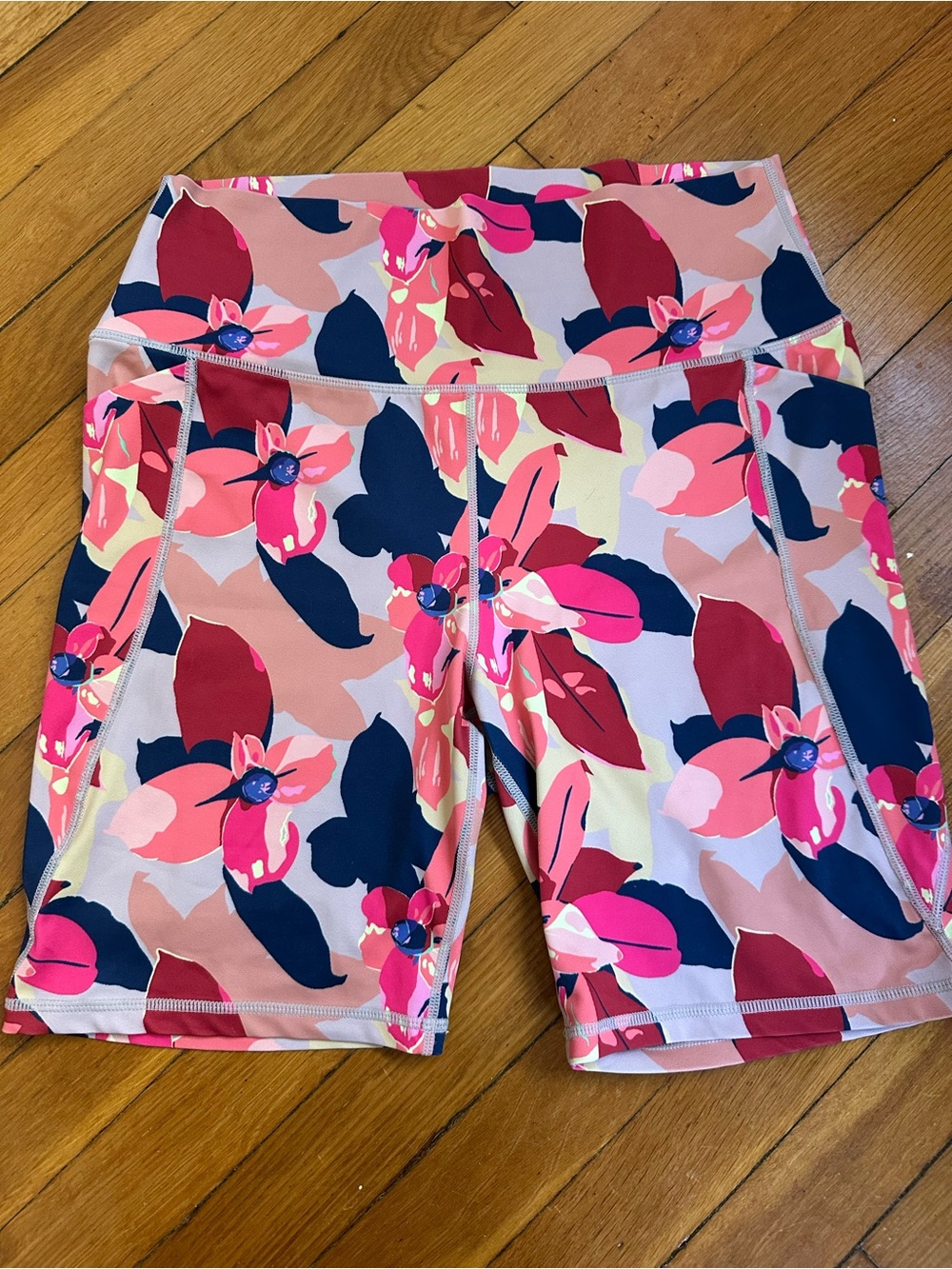 Senita Athletics Floral Bike Shorts — Pink Multi & Navy
